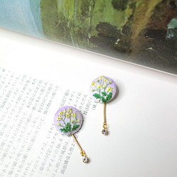 植物#102 台灣特有種 森氏山柳菊 手刺繡貼耳耳環 耳夾/耳針 第1張的照片