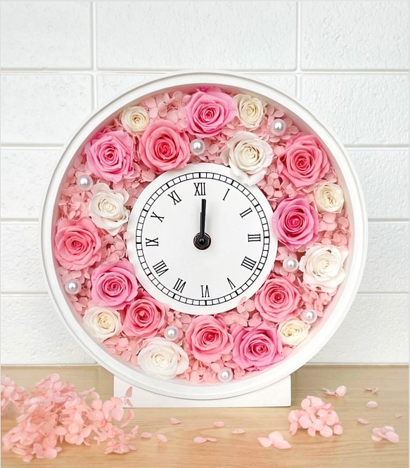 花時計 プリザーブドフラワー ウェディング ギフト 時計 花 ピンク