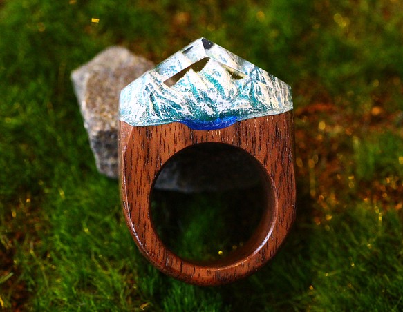 [免運費] Mountain Lake ~木樹脂戒指~ 第1張的照片