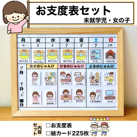 お支度ボード 視覚支援 絵カード 生活カード 女の子用 未就学児 その他