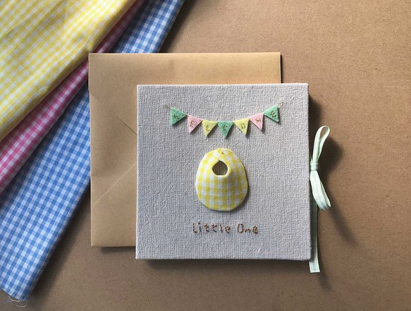 小小圍兜的祝福 |手工卡| 生日卡| Handmade Baby card 黃色2.0版 第1張的照片