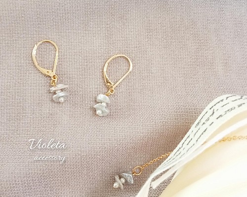 淡水ケシパール×クリスタル ピアス/イヤリング ピアス（スタッド