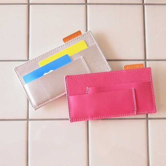 [全皮]長款錢包卡夾/粉色 第1張的照片
