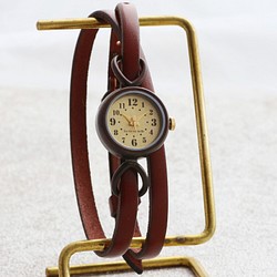 黃銅髮際線臉WB-066日本製造手工手錶可選皮帶顏色 第1張的照片