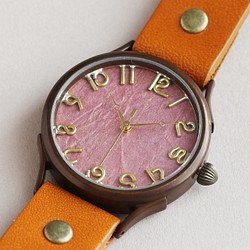 金銀錶盤Zhu WJ-008 L尺寸MADE IN JAPAN手工手錶chi木皮革 第1張的照片
