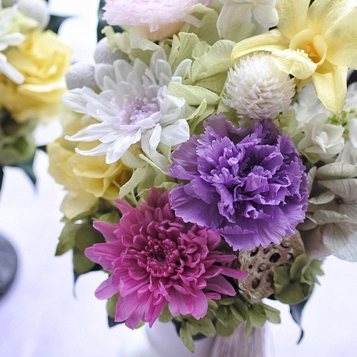 彩・SAI》仏花◇花器の色を選べます♢﻿お供え花・すべてプリザーブド 