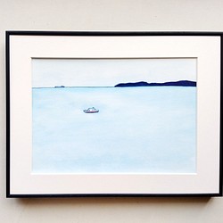 “平靜的海面”的原始插圖*含木製框架 第1張的照片