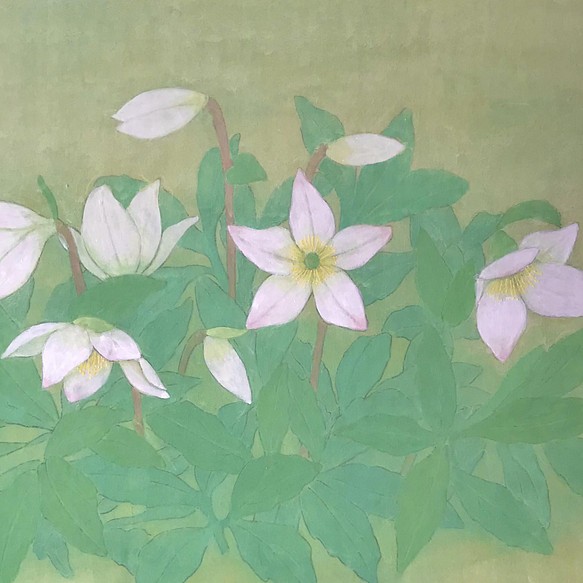 花 絵 植物画 癒し 優しい インテリア 額入り 日本画 クリスマスローズ 絵画 Yukiko 通販 Creema クリーマ ハンドメイド 手作り クラフト作品の販売サイト