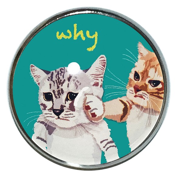 猫 ピンバッジ なんでやねん 猫ピンバッチ ねこピンズ 猫イラスト Cat Pins 1枚目の画像