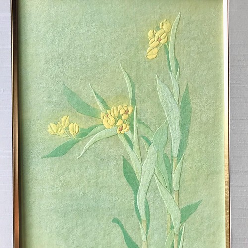 花 絵 植物画 癒し 優しい インテリア 額入り 日本画 『クリスマス