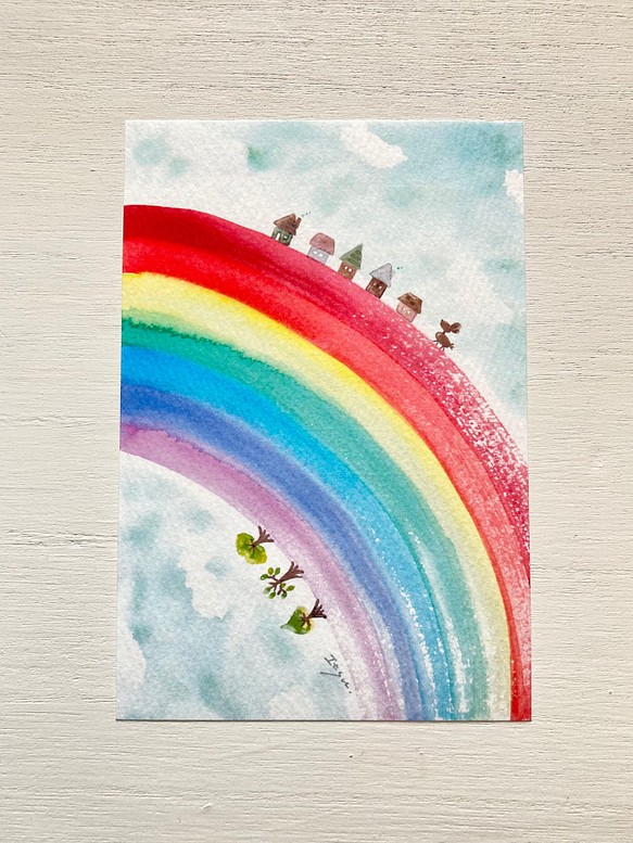 3枚セット 幸せの虹の町 水彩画イラストポストカード カード レター Marron125 通販 Creema クリーマ ハンドメイド 手作り クラフト作品の販売サイト