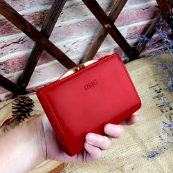 【OMC】義大利植鞣革口金夾框零錢袋牛皮短夾(95168紅色) 第1張的照片