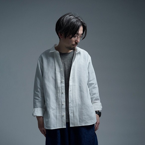 受注製作】【wafu】Linen Shirt 超高密度リネン ピンタック シャツ