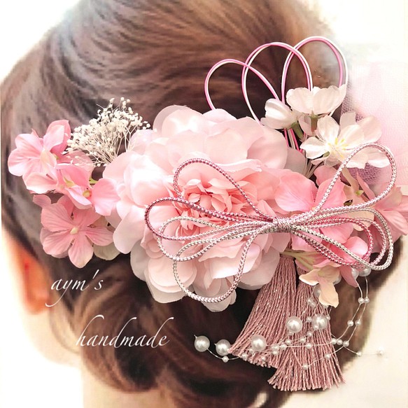 限定Ｗ特典付属 桜ピンクの髪飾り 結婚式 卒業式 成人式 和装