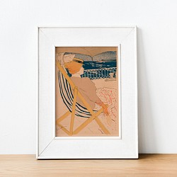 【NO.20】海と女性とアートポスター☆マリンレトロノスタルジーインテリアヴィンテージハガキA5A3A2A1B5B3B2 1枚目の画像