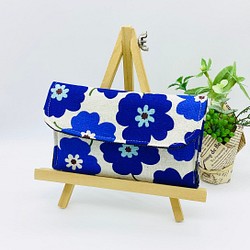 全7カラー※ミニ財布⭐︎北欧風の花柄&デニム（ブルー） 1枚目の画像