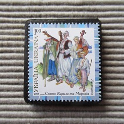 ウクライナ　切手ブローチ 7143 1枚目の画像