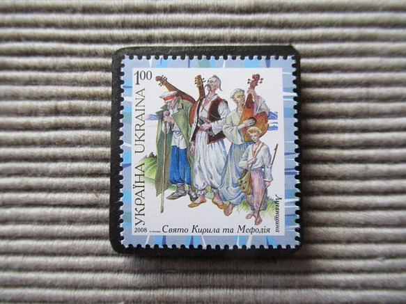 ウクライナ　切手ブローチ 7143 1枚目の画像