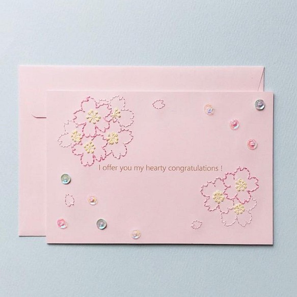 桜・さくら刺繍メッセージカード ひな祭り 入園 入学 卒園 卒業式