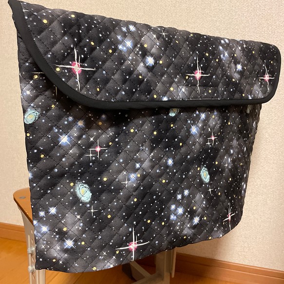 防災頭巾カバー　椅子の　背もたれ　用　黒銀河 1枚目の画像