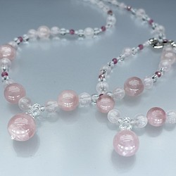 天然石 スミレの花デザイン ネックレス/ブレスレット Sサイズ-