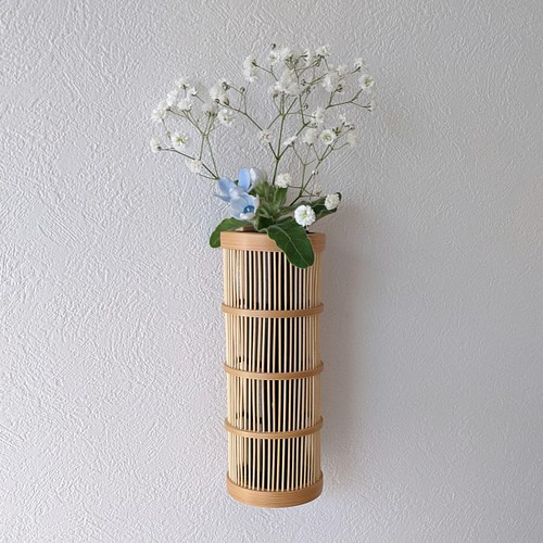 駿河竹細工 駿河竹 花器 竹で作った花器 かけす 【花台付き】 フラワー 