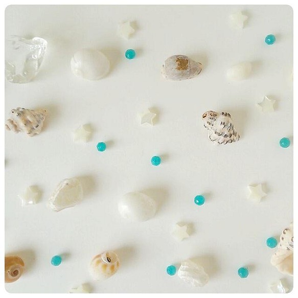 貝のお星さま&海色天然石 1枚目の画像