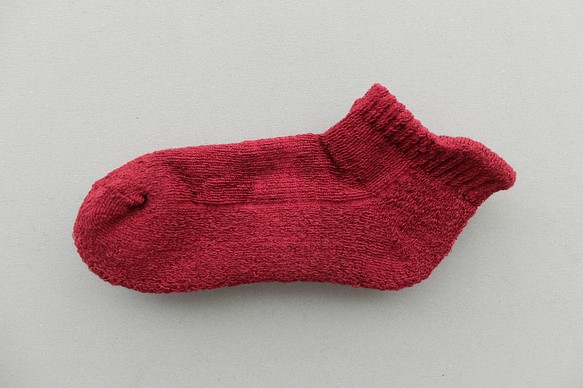 亞麻絨及踝襪（酒紅色）女士 22-24cm 第1張的照片