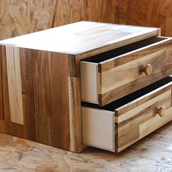 在庫有.当日発送《アカシア》２段の木製レターケース・(丸取手)木製家具・収納棚・デスクワーク・新生活 1枚目の画像