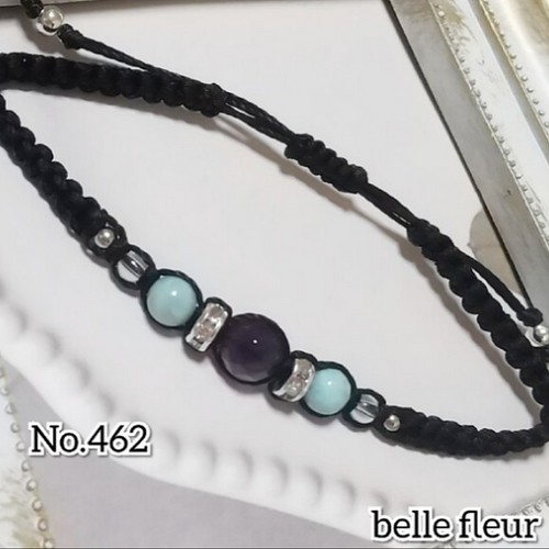 No.1616○*モリオン8mm＆ブラックトルマリン ブレスレット○*黒色