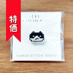 特価:ねこ(ハチワレ)【ブローチ】 猫 ネコ cat 動物 刺繍 クロス