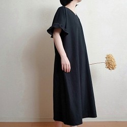 Creema限定 Hirahirasode one piece harf linen canvas 漆黒