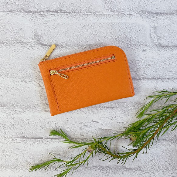 薄くて軽いコンパクトな財布 10枚カードポケット シュリンク オレンジ squeeze 1枚目の画像