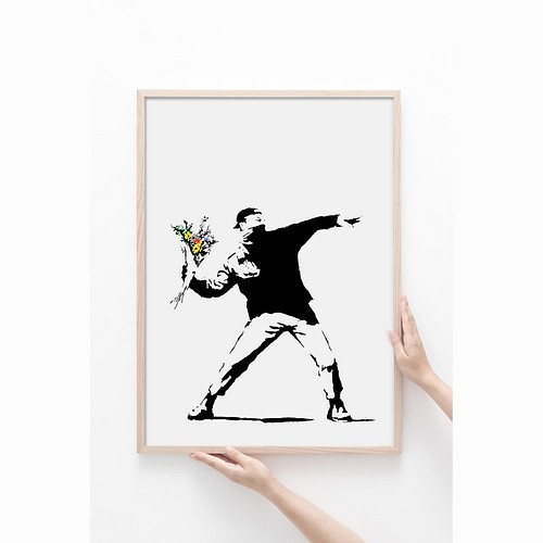 Banksy -Flower Thrower-』バンクシー アート インテリアポスター 写真 ...