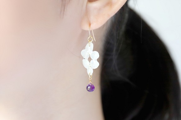 花與石二月生日石：紫水晶（耳環）#838 第1張的照片