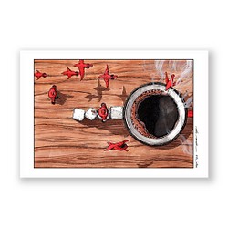 お好みのイラストカード（キャンバス加工)3枚セット【138.Coffee】 1枚目の画像