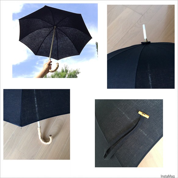 《UV/撥水》『ブラックリネン』バンブー日傘　(カラー違い有り) 1枚目の画像