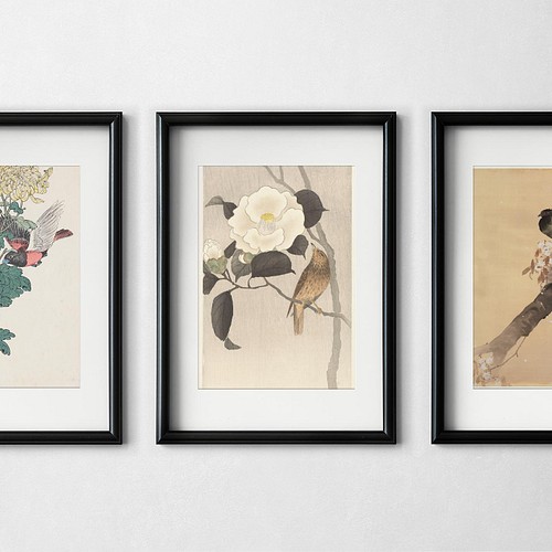 NO.188】菊の花と鳥アートポスター☆浮世絵日本画和室インテリア 