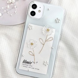 デイジーとパールのiPhoneケース 全機種対応 ハンドメイド iPhoneケース・カバー lilmie 通販｜Creema(クリーマ)  12355149