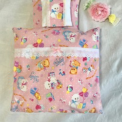 ぽぽちゃんのネコちゃん模様のお布団   ピンク 1枚目の画像