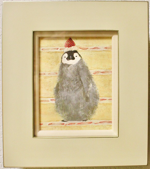 ペンギン/ショート　penguin/piece of cake 日本画 1枚目の画像