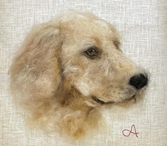 羊毛フェルト　犬ポートレート　オーダーメイド　肖像画 1枚目の画像