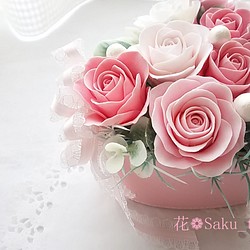 ❁可愛的玫瑰粘土插花心盒、母親節、結婚紀念日、生日慶典、戒指枕 ❁ 第1張的照片