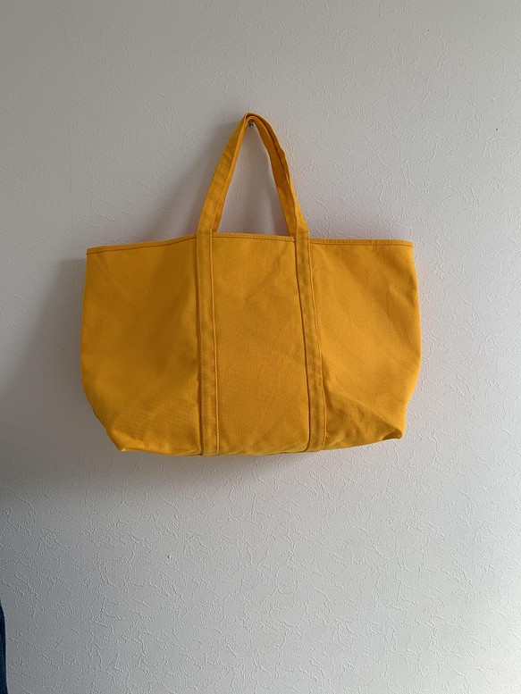 【A4対応】帆布　BASIC TOTE ( L ) 黄色　持ち手長め 1枚目の画像