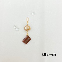 14kgf★天然石【淡水パール×ジャスパー】ネックレスチャーム ～Mira-cle～ 1枚目の画像