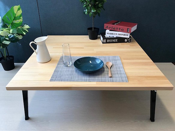 ベルギー製 【送料無料】 ローテーブル 正方形 90cm パイン ナチュラル
