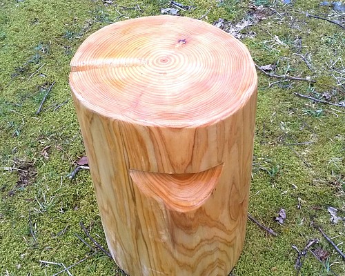 木材の中心（心材）だけの丸太椅子 .天然ヒノキ（直径 中） 椅子
