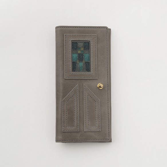 glart ロングウォレット ステンドグラス風ドアデザイン 長財布 ライトグレー【H0202】 1枚目の画像