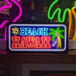 アロハ ハワイ サマービーチ ヤシの木 Hawaii サイン 看板 置物 雑貨 LED2wayライトBOX 1枚目の画像