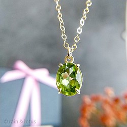 大粒ペリドットの一粒石ネックレス 宝石質 14ＫGF ご褒美 プレゼント